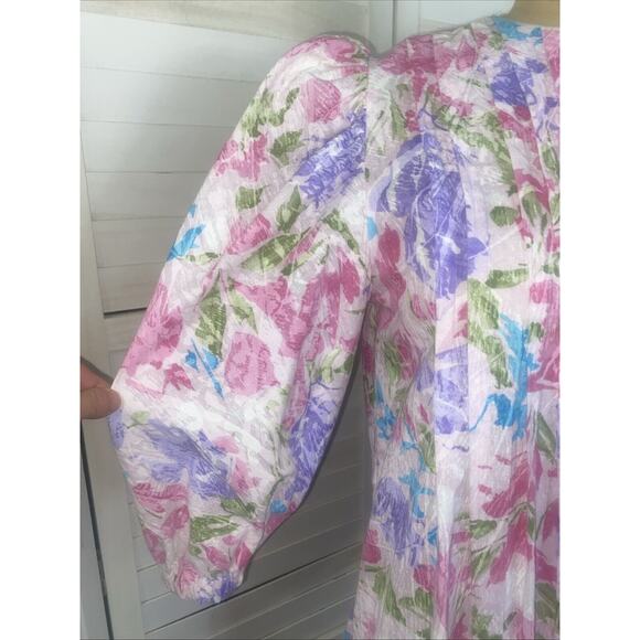 Vintage 70 David Brown California Half Zip House Coat Mumu Dress Sz Small Floral - Picture 3 of 10